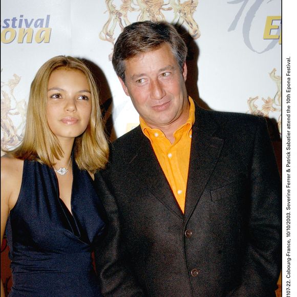Séverine Ferrer et Patrick Sabatier assistent au 10ème Festival Epona, à Cabourg, France, le 10 octobre 2003. Crédit Giancarlo Gorassini/Abaca