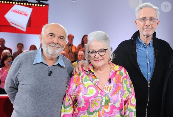 Exclusif - Gérard Jugnot, Josiane Balasko et Thierry Lhermitte - Enregistrement de l'émission Vivement dimanche consacrée à l'équipe du Splendid au studio Rive Gauche, présentée par M.Drucker, diffusée le 23 février 2025 sur France 3. 
© Guillaume Gaffiot / Bestimage