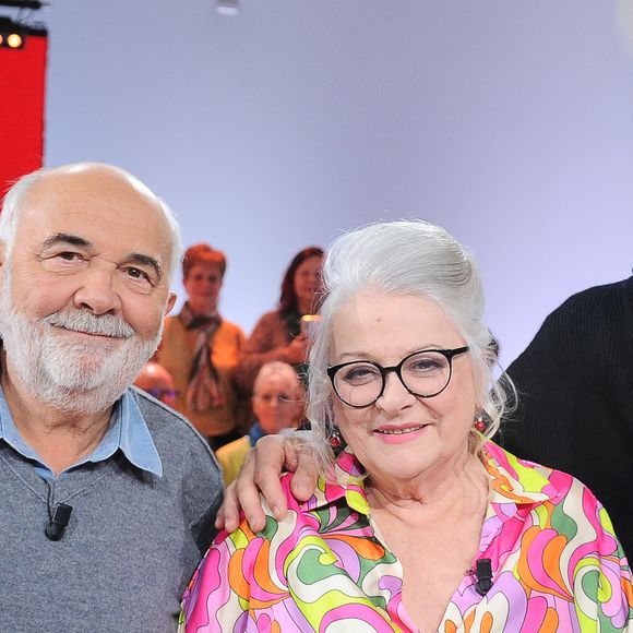 Exclusif - Gérard Jugnot, Josiane Balasko et Thierry Lhermitte - Enregistrement de l'émission Vivement dimanche consacrée à l'équipe du Splendid au studio Rive Gauche, présentée par M.Drucker, diffusée le 23 février 2025 sur France 3. 
© Guillaume Gaffiot / Bestimage