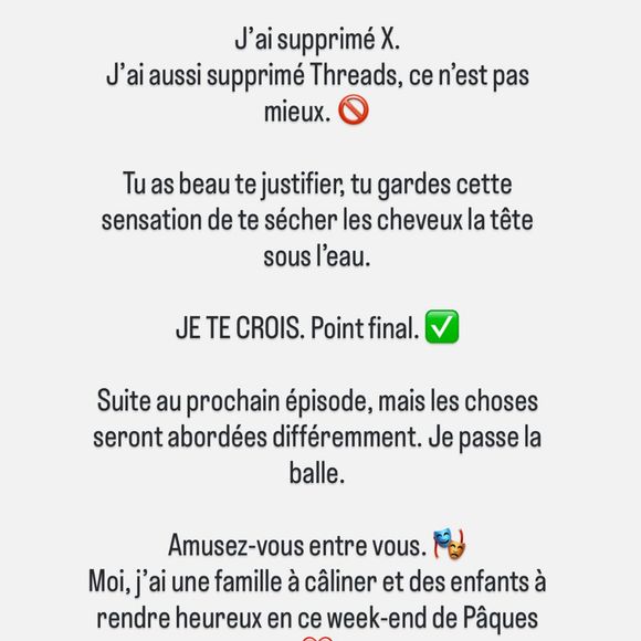 Pedro Ales annonce avoir supprimé le réseau social X et Threads pour retrouver la paix et se concentrer sur sa famille. Instagram /dompedroalves
