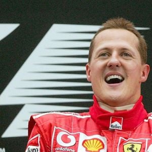 Le pilote allemand de Formule 1 Michael Schumacher de la Scuderia Ferrari célèbre sur le podium après avoir remporté le Grand Prix de Chine sur le circuit international de Shanghai près de Shanghai, en Chine, le 1er octobre 2006. Photo by Gero Breloer/DPA/Cameleon/ABACAPRESS.COM