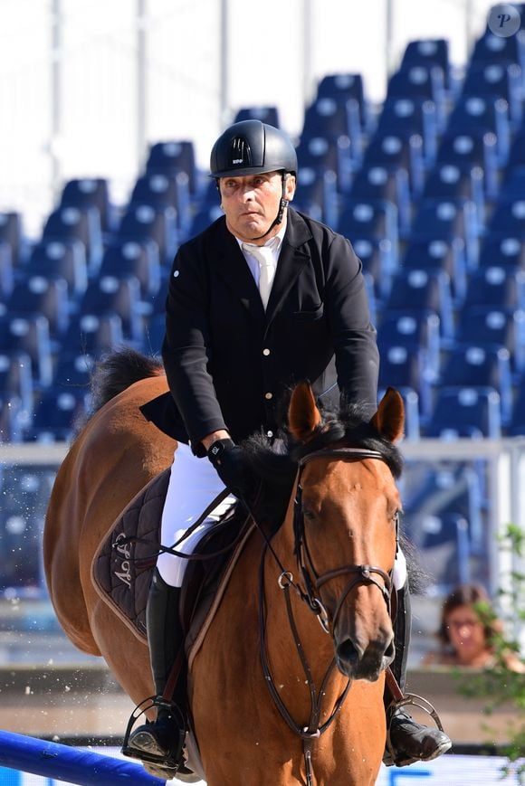 Serge Varsano sur Cassandra Baia lors du Prix Gustave Eiffel pendant le Longines Paris Eiffel Jumping au Champ de Mars à Paris, France, le 6 juillet 2018. © Pierre Perusseau/Bestimage