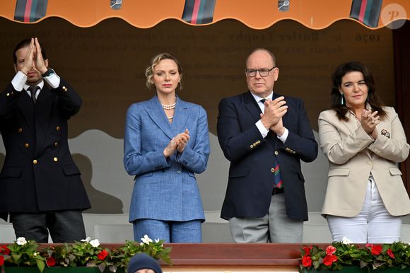 Georg Fespetics, la princesse Charlene de Monaco, le prince Albert II de Monaco et Melanie-Antoinette de Massy, la présidente du Rolex Monte-Carlo Masters, durant la finale de la 118e édition du Rolex Monte-Carlo Masters, au Monte-Carlo Country Club à Roquebrune Cap Martin, le 13 avril 2025.
L'espagnol Carlos Alcaraz a battu l'italien Lorenzo Musetti 3-6 / 6-1 / 6-0. © Bruno Bebert / Bestimage