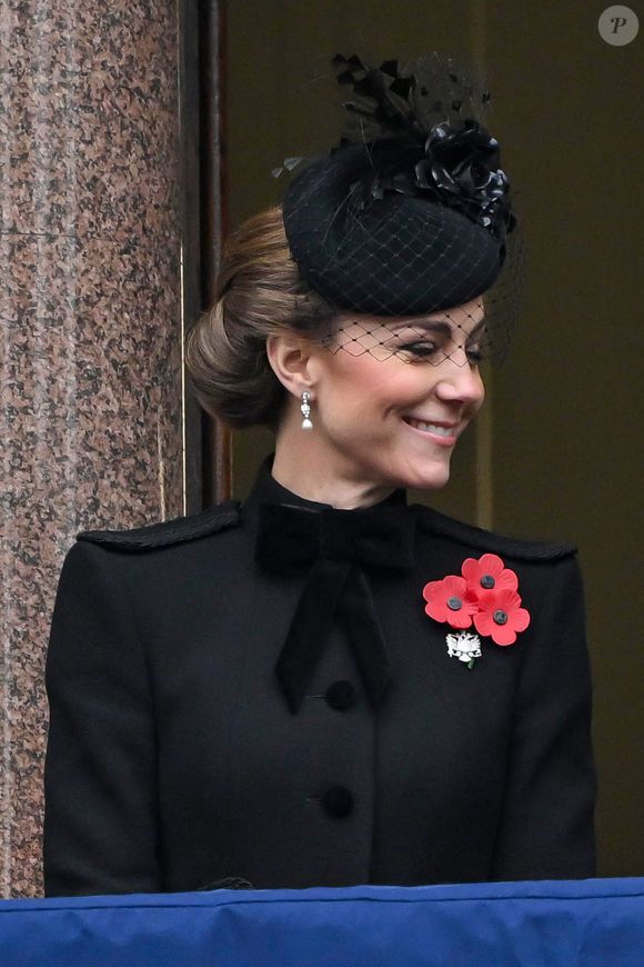 Catherine Kate Middleton, princesse de Galles - La famille royale honore les disparus des deux guerres mondiales lors de la cérémonie Remembrance Sunday (Dimanche du souvenir) au Cénotaphe à Londres le 10 novembre 2024. © Cover Images via ZUMA Press