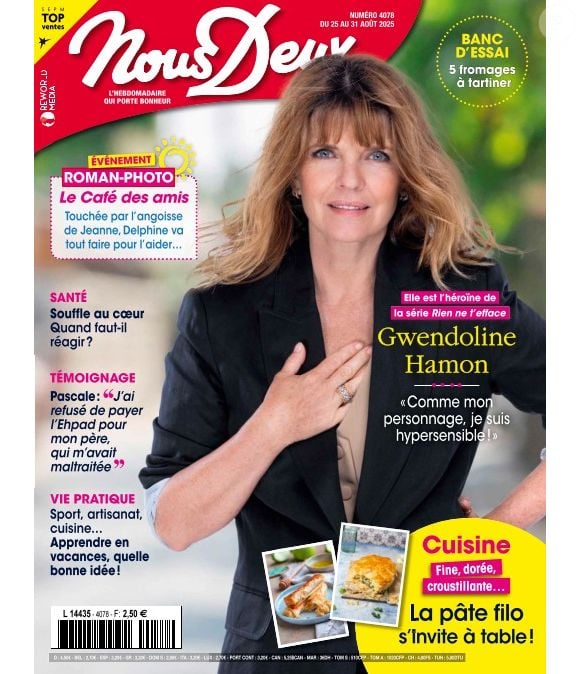Gwendoline Hamon en couverture du magazine "Nous Deux", numéro du 25 août 2025.