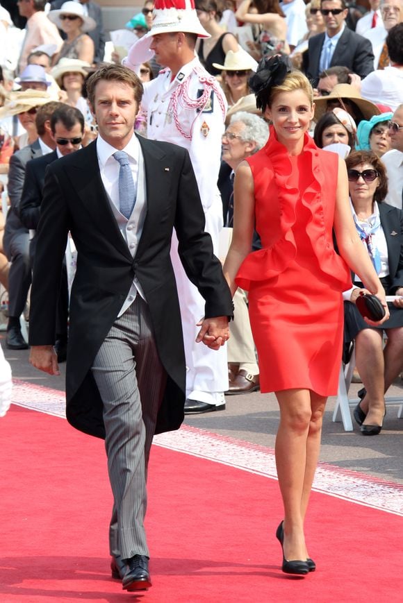 Le prince Emmanuel Philibert de Savoie et Clotilde Courau - Arrivées des invités au mariage religieux du prince Albert de Monaco et Charlene de Monaco, le 2 juillet 2011. © AGENCE / BESTIMAGE