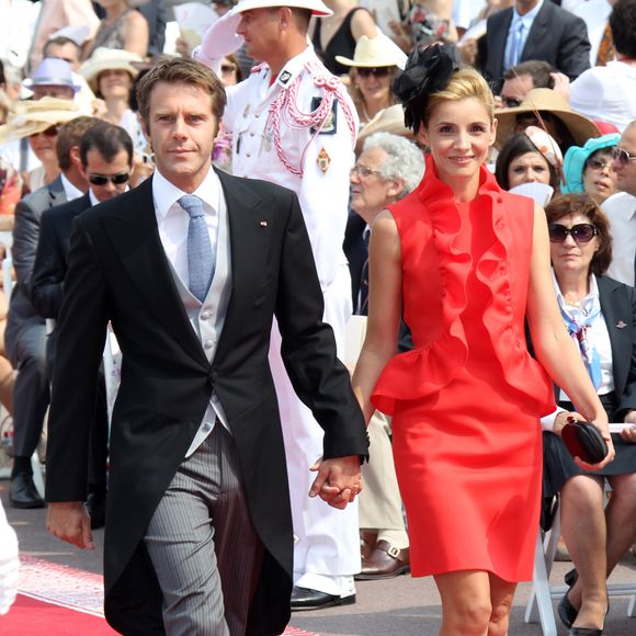 Le prince Emmanuel Philibert de Savoie et Clotilde Courau - Arrivées des invités au mariage religieux du prince Albert de Monaco et Charlene de Monaco, le 2 juillet 2011. © AGENCE / BESTIMAGE