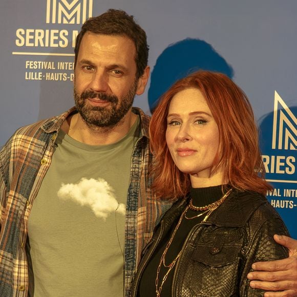 Medhi Nebbou et Audrey Fleurot pour la présentation de la saison 4 de la série HPI lors du Serie Mania Festival international Lille 2024, à Lille, France, le 16 mars 2024. © Stéphane Vansteenkiste/Bestimage