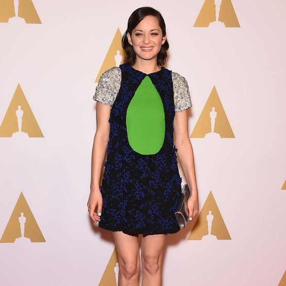 Marion Cotillard - Photocall lors de la réception pour les nominés aux Oscars à l'hôtel Hilton à Los Angeles, le 2 février 2015.

© Bestimage