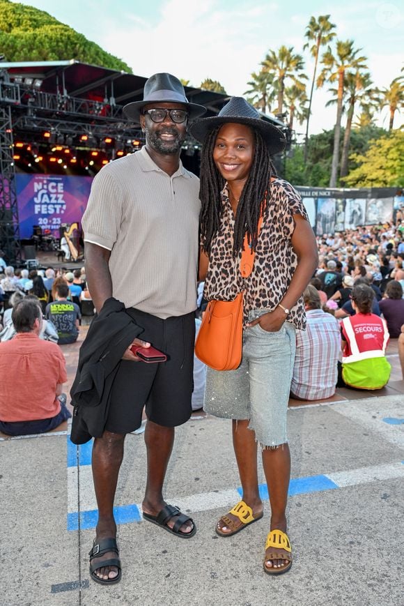 Exclusif - Lilian Thuram et sa femme Kareen Guiock-Thuram assistent au Nice Jazz Fest, le 22 août 2024. 
© Bruno Bebert / Bestimage