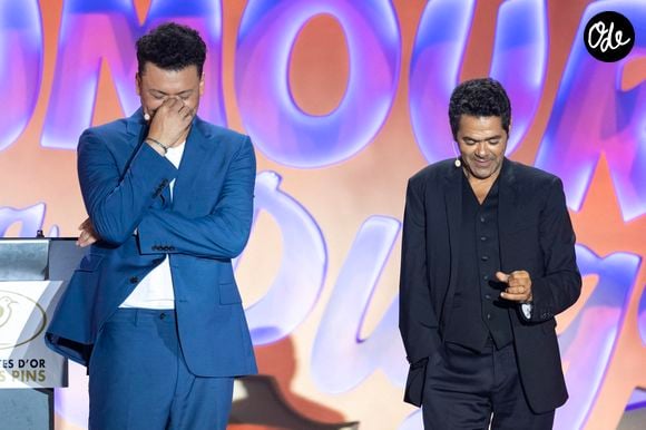 Exclusif - Kev Adams, Jamel Debbouze durant l'enregistrement de la seconde soirée de "L'humour à la plage" pour la 3eme édition du festival de Juan les Pins à la pinède Gould le 27 juin 2026. © Jack Tribeca/Bestimage
