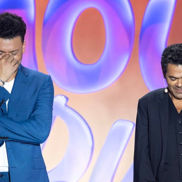 Exclusif - Kev Adams, Jamel Debbouze durant l'enregistrement de la seconde soirée de "L'humour à la plage" pour la 3eme édition du festival de Juan les Pins à la pinède Gould le 27 juin 2026. © Jack Tribeca/Bestimage
