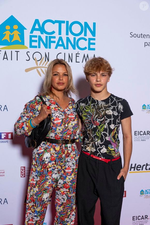 Séverine Ferrer et son fils Milo Mazé au photocall de la soirée "Action Enfance fait son cinéma" au Grand Rex à Paris le 13 juin 2022

© Pierre Perusseau / Bestimage