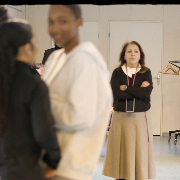 Exclusif - Rachida Dati, ministre de la Culture, en déplacement au lycée professionnel Théodore Monod, à Noisy le Sec, le 20 janvier 2025, aux côtés de Benjamin Millepied. © Alain Guizard / Bestimage