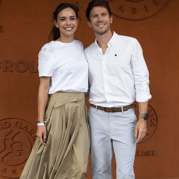 Marine Lorphelin (Miss France) et son compagnon Stanislas Gruau au Village lors des Internationaux de France de Tennis de Roland Garros à Paris.  © Moreau / Jacovides / Bestimage