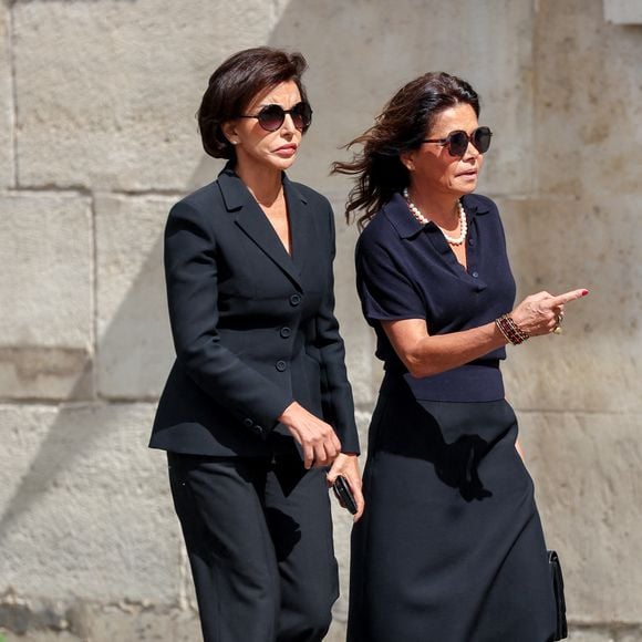 Rachida Dati, Sophie Douzal - Arrivées aux obsèques de Mathilde Favier en l'église Saint-Sulpice à Paris le 31 aout 2026. © Dominique Jacovides-Cyril Moreau/Bestimage