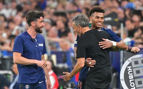Désiré Doué et Luis Enrique - Finale de la Ligue Des Champions 2025 "PSG - Inter Milan" à l'Allianz Arena de Munich, le 31 mai 2025.
© Christian Liewig/Bestimage