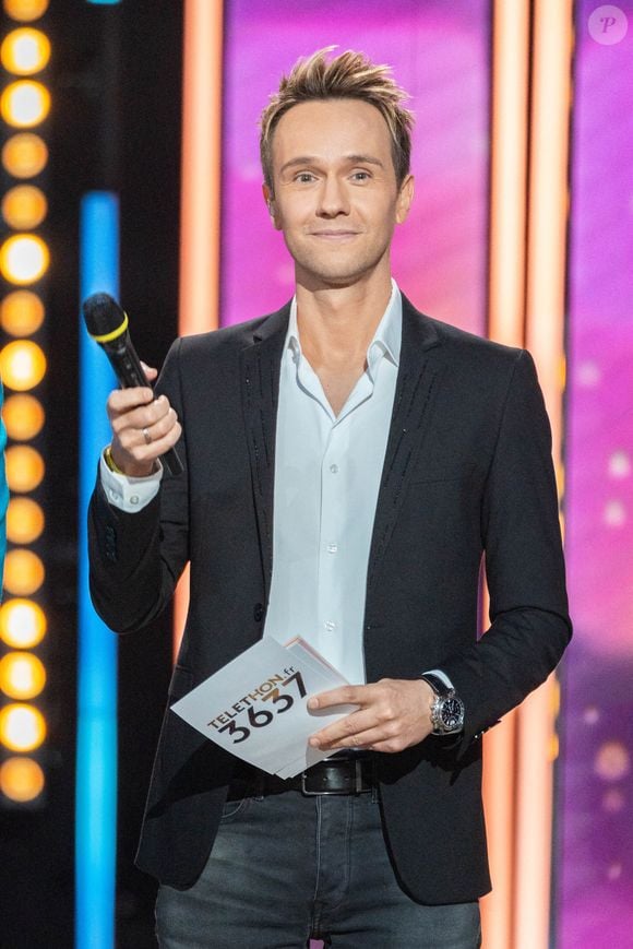 Cyril Feraud lors du Téléthon 2024, à Saint Denis, près de Paris, France, le 29 novembre 2024. Photo par Alexis Jumeau/ABACAPRESS.COM