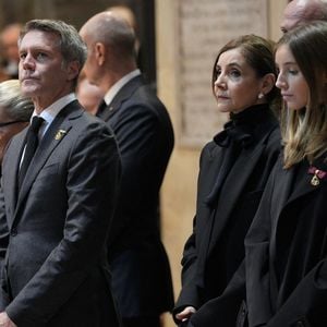 Marina Ricolfi Doria, Le prince Emmanuel-Philibert de Savoie, La princesse Clotilde Courau de Savoie, La princesse Vittoria de Savoie, La princesse Luisa de Savoie - La cérémonie funéraire de Victor Emmanuel de Savoie, fils du dernier roi d'Italie, en la cathédrale Saint-Jean-Baptiste de Turin, le 10 février 2024.