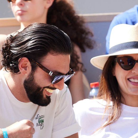 Adrien Galo. Sofia Essaïdi en tribunes lors des Internationaux de France de tennis de Roland Garros 2023 à Paris, France, le 3 juin 2023. © Cyril Moreau/Bestimage