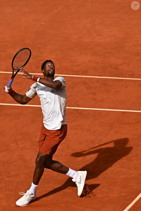 Gaël Monfils lors de son premier tour et dernier match à l'Open de tennis Mutua Madrid à Madrid, Espagne, le 23 avril 2026. Photo Corinne Dubreuil/Abaca