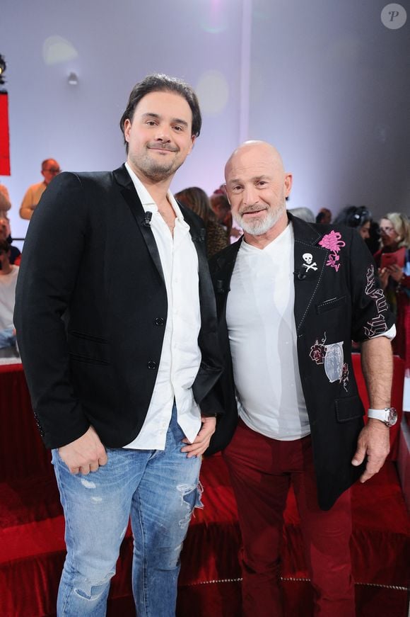 Vincent Lagaf et son fils Robin Rouil - Enregistrement de l'émission Vivement dimanche consacrée à l'équipe du Splendid au studio Rive Gauche, présentée par M.Drucker, et diffusée le 2 mars sur France 3. Paris, le 21 février 2025. © Guillaume Gaffiot / Bestimage