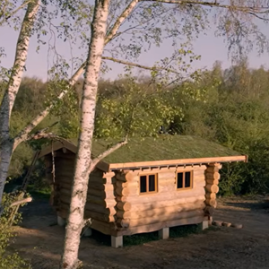 Vianney en pleine construction de sa cabane en bois sur YouTube.