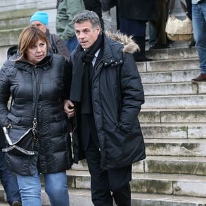 Malgré leur séparation, ils sont restés proches pour leurs enfants
Michèle Bernier et Bruno Gaccio - Sortie des obsèques de François Cavanna au Père Lachaise à Paris. Le 6 février 2014 AGENCE / BESTIMAGE