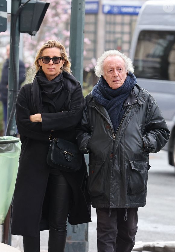 Didier Barbelivien et sa femme Laure - Obsèques de Päl Sarkozy de Nagy Bocsa, le père de Nicolas Sarkozy, en l'église Saint-Jean Baptiste à Neuilly sur Seine le 9 mars 2023. © Dominique Jacovides / Bestimage