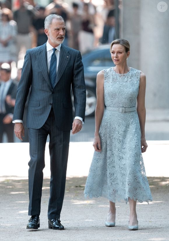 Le roi Felipe VI d'Espagne, la princesse Charlène de Monaco lors du 150ème anniversaire de l'établissement des premières relations diplomatiques entre l'Espagne et Monaco au Jardin botanique royal à Madrid le 1er juin 2026. LALO YASKY / BESTIMAGE