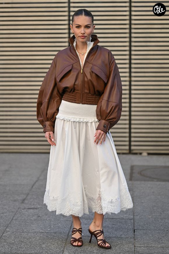 Thylane Blondeau à son arrivée au défilé Zimmermann lors de la Fashion Week de Paris, en France, le 9 mars 2026. Photo : Julien Reynaud/APS-Medias/ABACAPRESS.COM