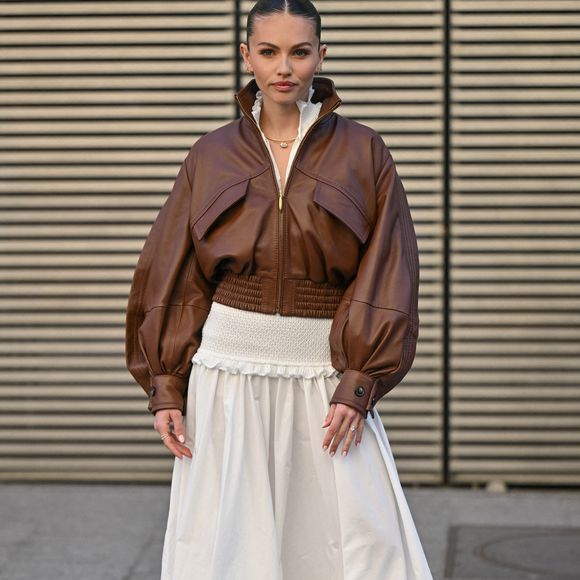 Thylane Blondeau à son arrivée au défilé Zimmermann lors de la Fashion Week de Paris, en France, le 9 mars 2026. Photo : Julien Reynaud/APS-Medias/ABACAPRESS.COM