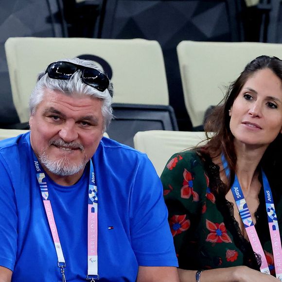 David Douillet et sa femme Vanessa lors du quart de finale basket féminin France / Allemagne lors des jeux olympiques Paris 2024 (JO 2024) le 7 août 2024. © Jacovides / Perusseau / Bestimage