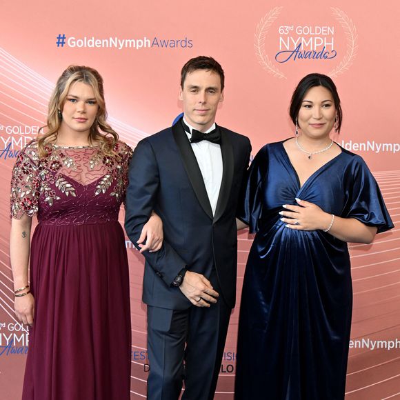Camille Gottlieb, Louis et Marie Ducruet (enceinte), qui a annoncé sur instagram qu'elle attendait un second bébé, participent à la cérémonie de clôture du 63ème Festival de Télévision de Monte-Carlo au Grimaldi Forum à Monaco, le 18 juin 2024. © Bruno Bebert / Bestimage