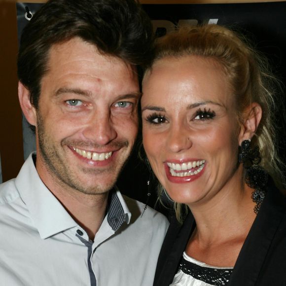 Elodie Gossuin et son mari Bertrand Lacherie à la première du spectacle de Jarry "Atypique" à Paris, le 2 octobre 2014.