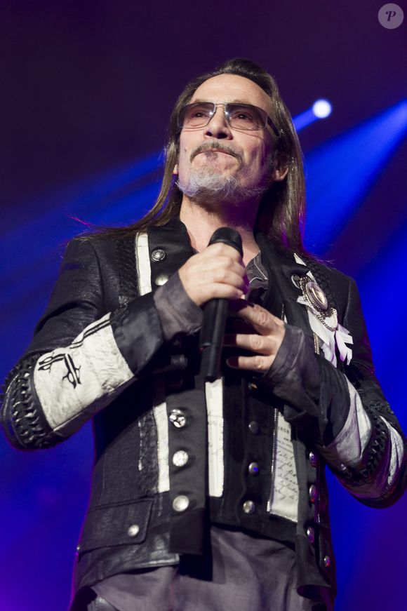 Florent Pagny se produit lors d'un concert à Forest National à Bruxelles, Belgique, le 23 octobre 2014. Photo par Jean-Marc Quinet/Reporters/ABACAPRESS.COM