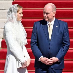 La princesse Charlène de Monaco, le prince Albert II de Monaco - À la cathédrale Notre-Dame-Immaculée de Monaco - Visite historique du pape Léon XIV à Monaco le 28 mars 2026.
© Bruno Bebert - Dominique Jacovides / Bestimage