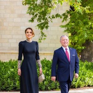 La reine Rania et le roi Abdallah II de Jordanie - Les familles royales au mariage du prince Hussein de Jordanie et de Rajwa al Saif, au palais Zahran à Amman (Jordanie), le 1er juin 2023. Backgrid USA / Bestimage