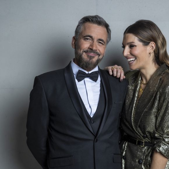Exclusif - Olivier Minne et Laury Thilleman en backstage lors de la 37ème cérémonie des Victoires de la musique à la Seine musicale de Boulogne-Billancourt, le 11 février 2022. © Cyril Moreau / Tiziano Da Silva / Bestimage