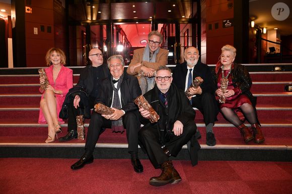 César d'anniversaire pour le Splendid - Marie Anne Chazel, Michel Blanc, Christian Clavier, Thierry Lhermitte, Gérard Jugnot, Josiane Balasko, Bruno Moynot lors de la pressroom (salle de presse) remise des prix lors de la 46ème cérémonie des César à l'Olympia à Paris le 12 mars 2021. © David Niviere / Pool / Bestimage