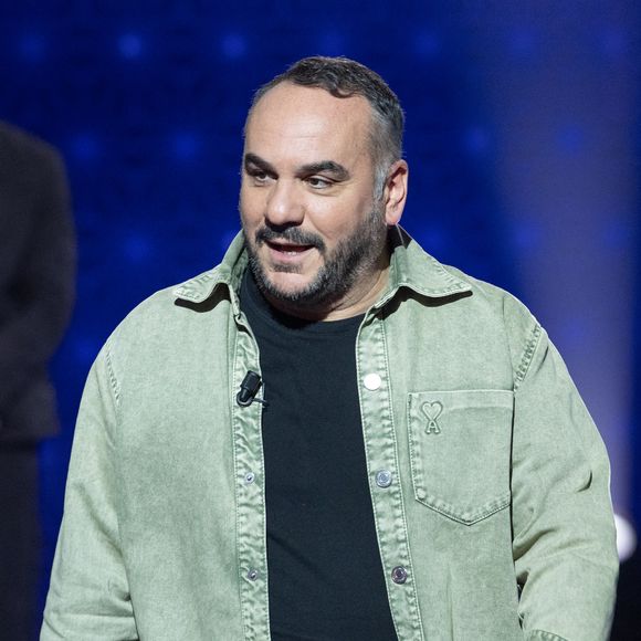 Exclusif - François-Xavier Demaison lors de l'enregistrement de l'émission "La Boîte à secrets", présentée par F.Bollaert et diffusée le 9 janvier 2026 sur France 3, dans les studios du Lendit à Saint-Denis, France, le 2 décembre 2025. © Cyril Moreau/Bestimage