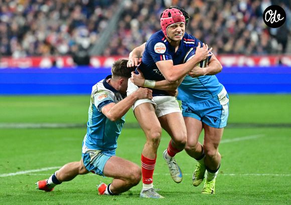 Essai Louis Bielle Barrey lors du match du Tournoi des Six Nations opposant la France à l'Écosse (35-16) au Stade de France à Saint-Denis, Seine Saint-Denis, France, le 15 mars 2025. © Christian Liewig/Bestimage