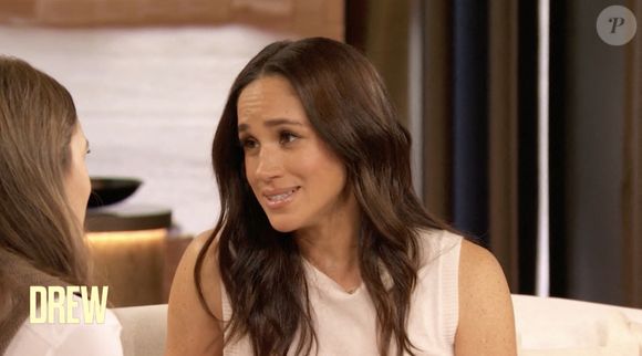 En 2021, la duchesse de Sussex annonçait la sortie d'une série animée "Pearl" sur Netflix
Meghan Markle, duchesse de Sussex dans le Drew Barrymore Show. - Pictures must credit: The Drew Barrymore Show / Paramount Plus
Picture supplied by JLPPA