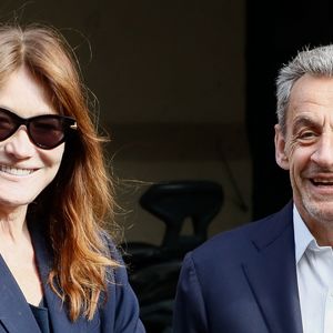 Nicolas Sarkozy et sa femme Carla Bruni vont voter pour le premier tour des législatives au lycée Jean de la Fontaine à Paris, France, le 30 juin 2024. © Christophe Clovis/Bestimage