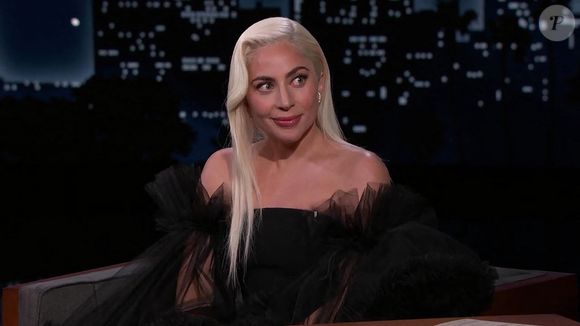 Lady Gaga sur le plateau de l'émission "Jimmy Kimmel Live!" à Los Angeles, le 24 janvier 2022.