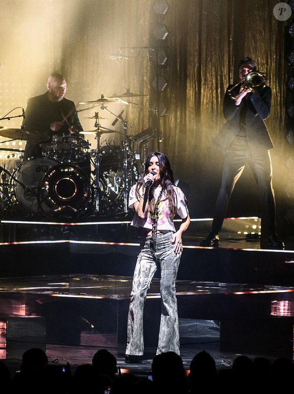 La chanteuse française Jenifer en concert à Bruxelles, Belgique, le 25 mars 2023. Photo par Jean Marc Quinet/Reporters/ABACAPRESS.COM