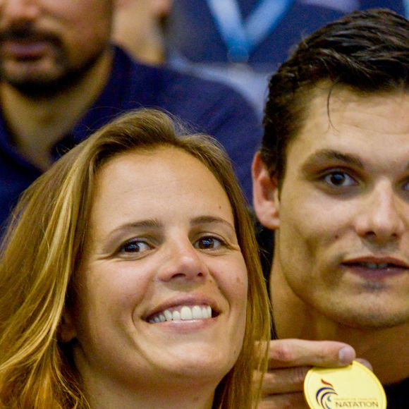 L'ancienne nageuse française Laure Manaudou et son frère Florent Manaudou lors des championnats de France de natation à Montpellier, France, le 3 avril 2016. Photo by Henri Szwarc/ABACAPRESS.COM