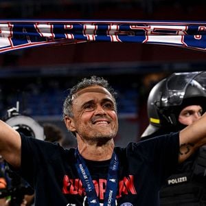 Luis Enrique - Le PSG remporte la Ligue Des Champions 2025, pour la première fois de son histoire, face à l'Inter Milan (5-0) à l'Allianz Arena de Munich, le 31 mai 2025.