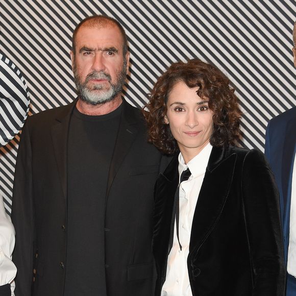 Eric Cantona avec sa femme Rachida Brakni - Dîner de gala annuel de la société des amis du Centre Pompidou "Black & White" au centre national d'art et de culture Georges-Pompidou à Paris, France, le 10 avril 2018. © Coadic Guirec/Bestimage