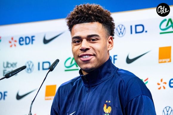 Desire Doue - Conférence de presse de D.Doué et J.Koundé, de l'équipe de France de football, à Clairefontaine, le 18 mars 2025. 
© Baptiste Autissier / Bestimage